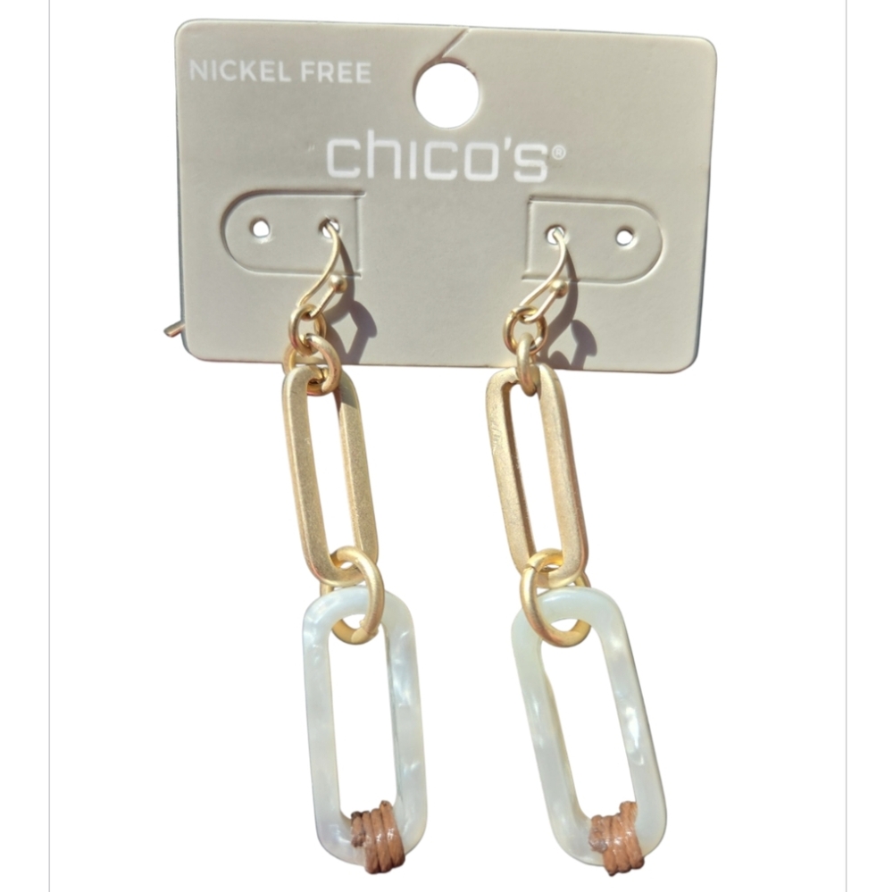 Chico's 2 Link Paper Clip Earrings Nickel Free NEW